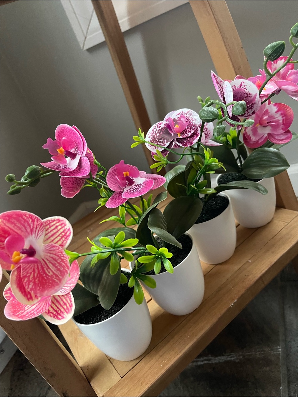 4 Pink Artificial Orchid in White Pot - Home Accents 🌺